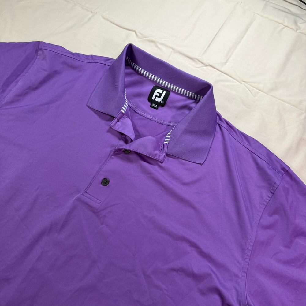 Footjoy Golf Polo Shirt Men 2XL Purple Summer Comfort Solid Short Sleeve Talon